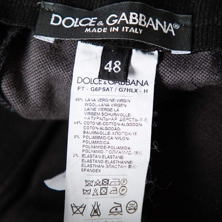Pre Owned Dolce & Gabbana Black & Grey Trimmed Wool Track Pants M