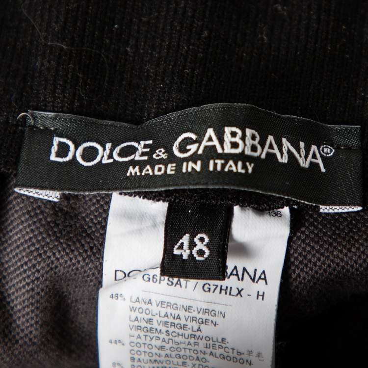 Pre Owned Dolce & Gabbana Black & Grey Trimmed Wool Track Pants M