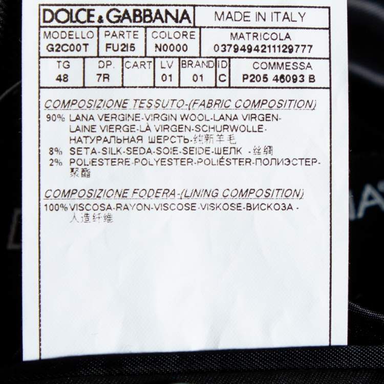 Pre Owned Dolce & Gabbana Black Wool Single Breasted Blazer M