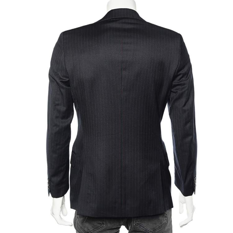 Pre Owned D&G Navy Blue Pinstripe Wool Button Front Blazer S