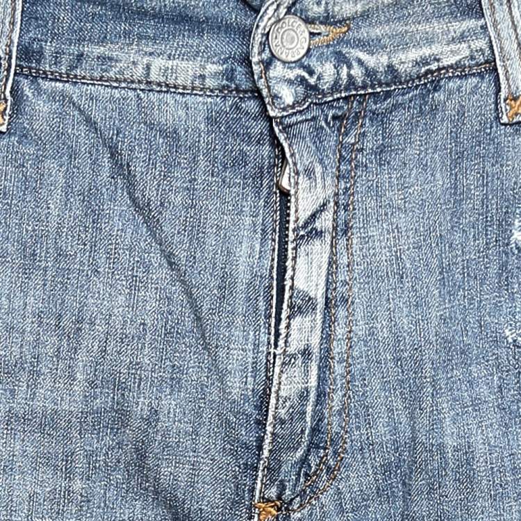 Pre Owned Dolce & Gabbana 20 Blue Denim Loose Fit Distressed Jeans L
