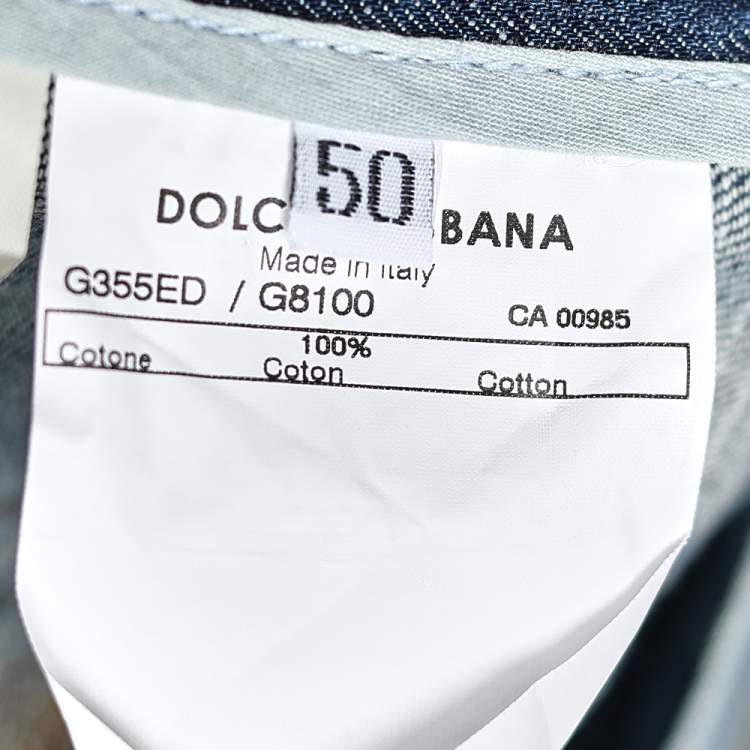 Pre Owned Dolce & Gabbana 20 Blue Denim Loose Fit Distressed Jeans L