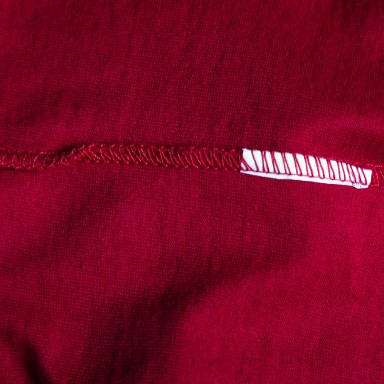 Pre Owned Dolce & Gabbana Red Cotton V-Neck Short Sleeve T-Shirt S