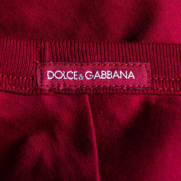 Pre Owned Dolce & Gabbana Red Cotton V-Neck Short Sleeve T-Shirt S