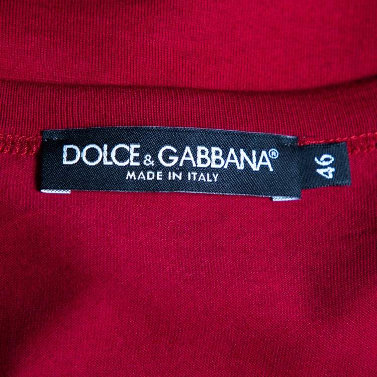 Pre Owned Dolce & Gabbana Red Cotton V-Neck Short Sleeve T-Shirt S