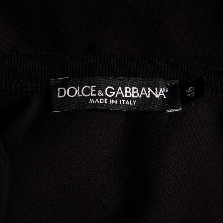 Pre Owned Dolce & Gabbana Black Cotton Knit Buttoned Crewneck T-Shirt S