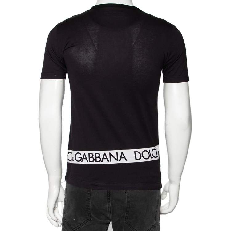 Pre Owned Dolce & Gabbana Black Logo Printed Cotton Crewneck T-Shirt S