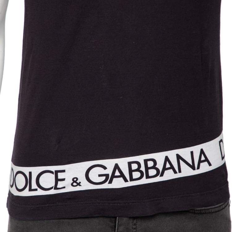 Pre Owned Dolce & Gabbana Black Logo Printed Cotton Crewneck T-Shirt S