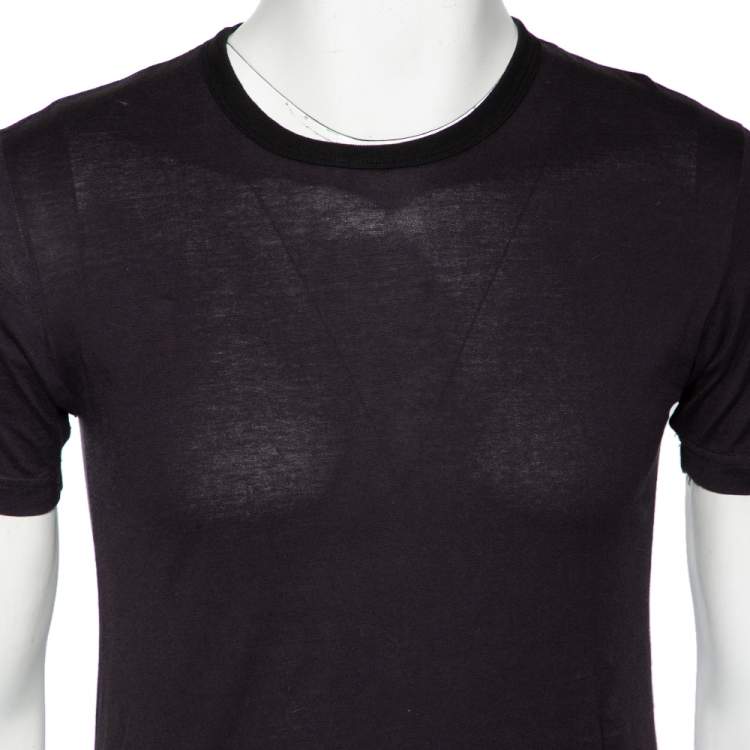 Pre Owned Dolce & Gabbana Black Logo Printed Cotton Crewneck T-Shirt S