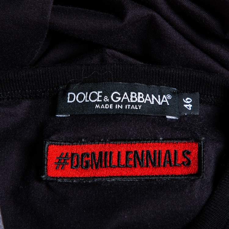 Pre Owned Dolce & Gabbana Black Logo Printed Cotton Crewneck T-Shirt S