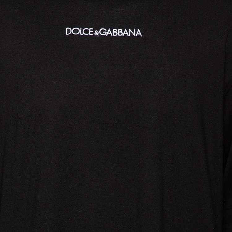Pre Owned Dolce & Gabbana Black Logo Embroidered Cotton Long Sleeve T-Shirt 4XL