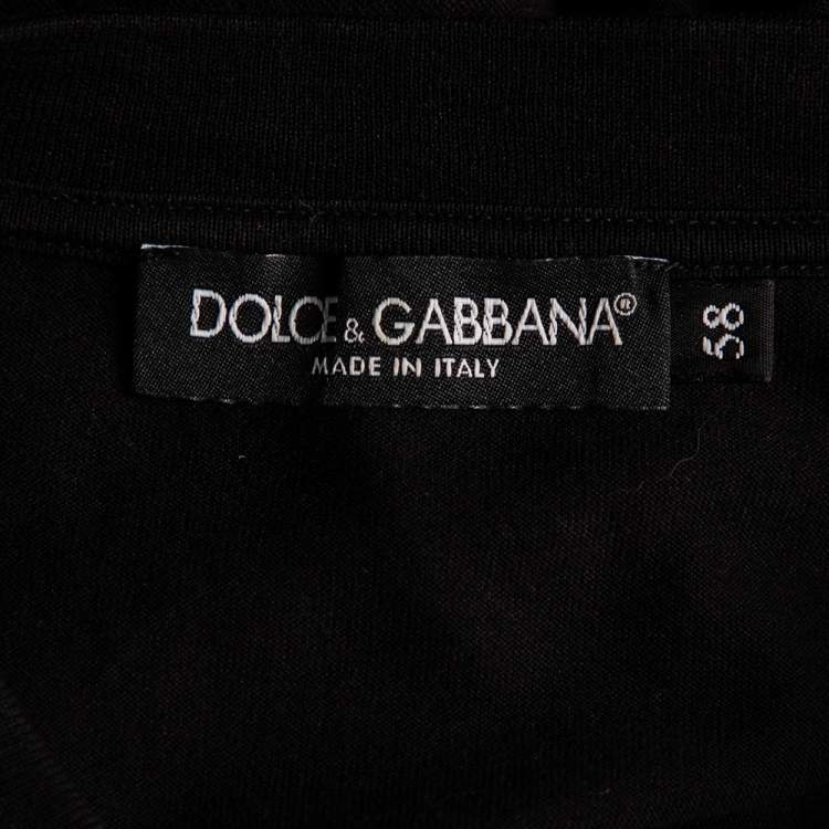 Pre Owned Dolce & Gabbana Black Logo Embroidered Cotton Long Sleeve T-Shirt 4XL