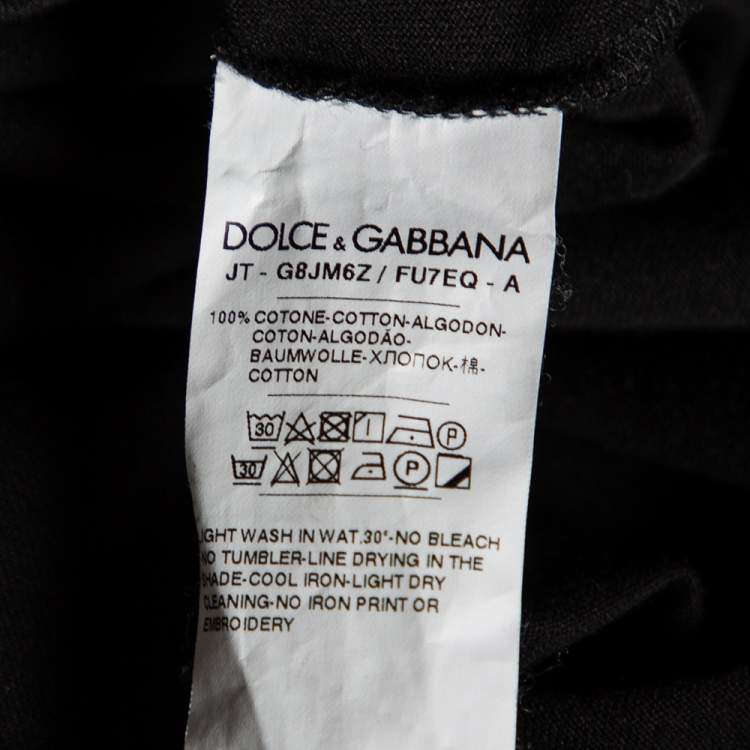 Pre Owned Dolce & Gabbana Black Logo Embroidered Cotton Long Sleeve T-Shirt 4XL