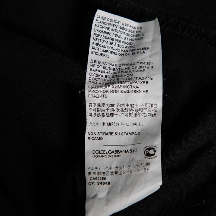 Pre Owned Dolce & Gabbana Black Logo Embroidered Cotton Long Sleeve T-Shirt 4XL