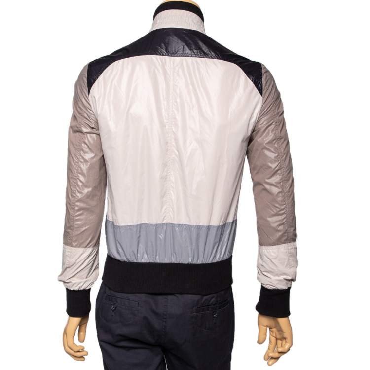 Pre Owned Dolce & Gabbana Colorblock Synthetic & Rib Knit Trimmed Jacket S