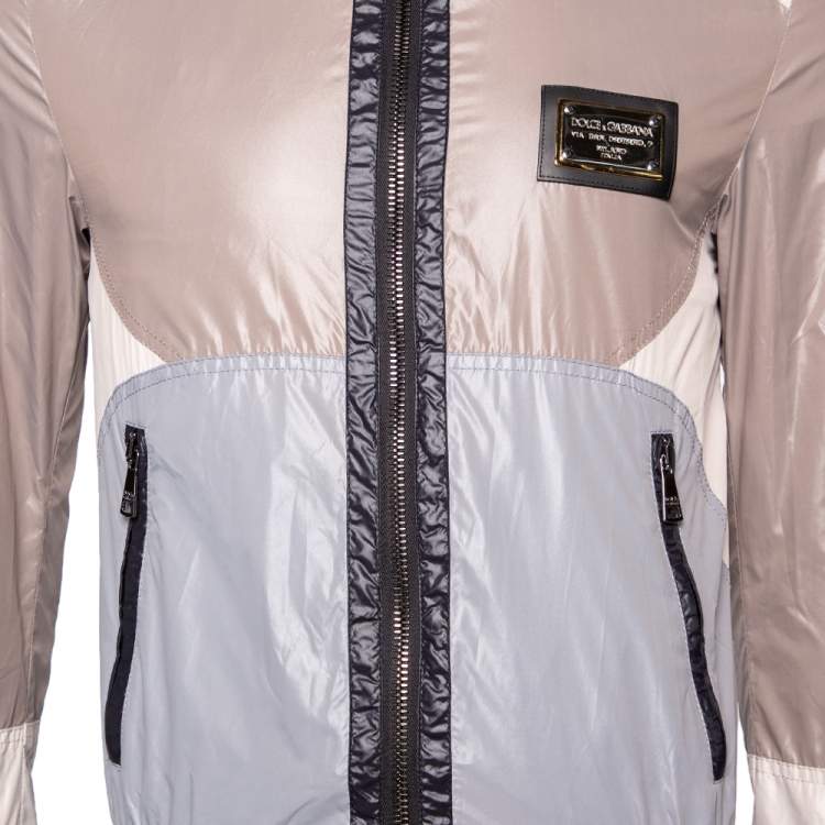 Pre Owned Dolce & Gabbana Colorblock Synthetic & Rib Knit Trimmed Jacket S