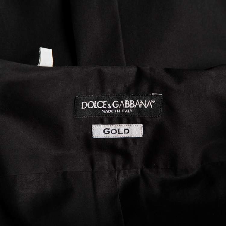 Pre Owned Dolce & Gabbana Black Cotton & Silk Tiger Appliqued Tuxedo Shirt M