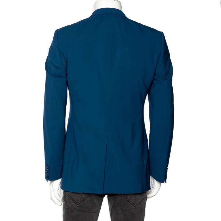 Pre Owned Dolce & Gabbana Blue Wool Single Breasted Gold Label Blazer M