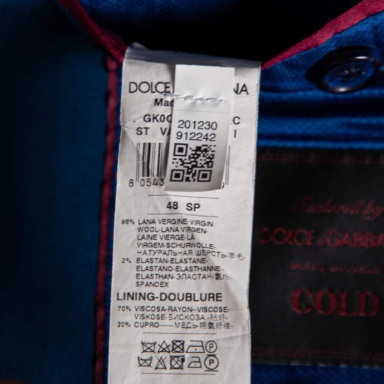 Pre Owned Dolce & Gabbana Blue Wool Single Breasted Gold Label Blazer M
