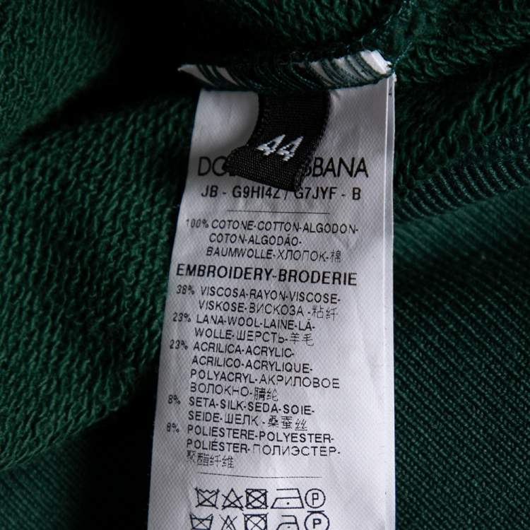 Pre Owned Dolce & Gabbana Green Cotton Appliqued Crewneck Sweatshirt XS