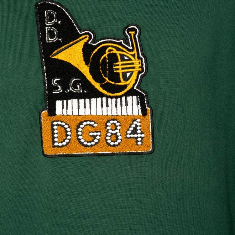 Pre Owned Dolce & Gabbana Green Cotton Appliqued Crewneck Sweatshirt XS