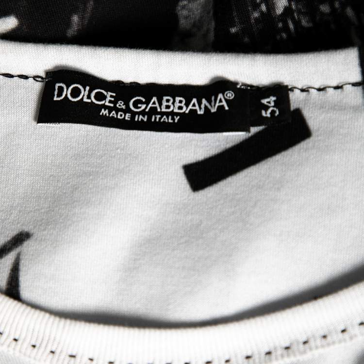 Pre Owned Dolce & Gabbana Monochrome Giuseppe Leone Printed Crewneck T-Shirt XXL