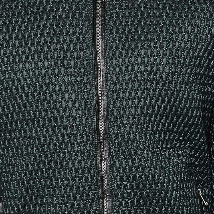 Pre Owned Dolce & Gabbana Dark Green Quilted Synthetic Bomber Jacket XXL