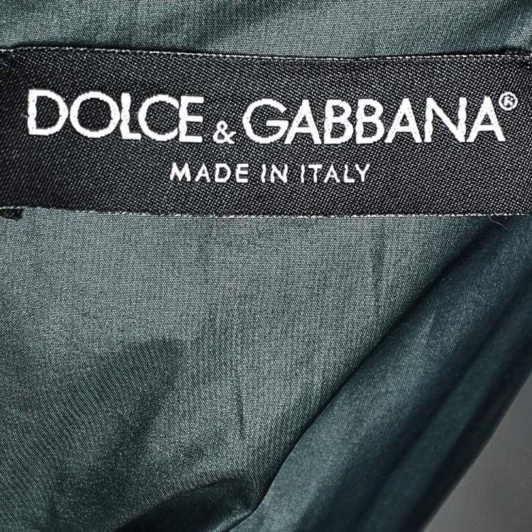 Pre Owned Dolce & Gabbana Dark Green Quilted Synthetic Bomber Jacket XXL