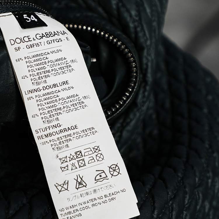 Pre Owned Dolce & Gabbana Dark Green Quilted Synthetic Bomber Jacket XXL