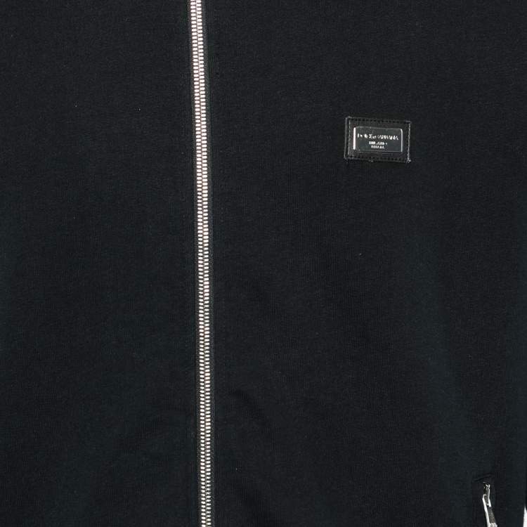 Pre Owned Dolce & Gabbana Black Cotton Knit Zip Front Jacket XL