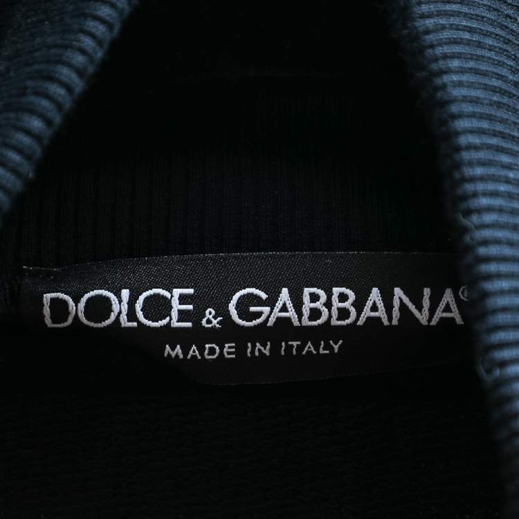 Pre Owned Dolce & Gabbana Black Cotton Knit Zip Front Jacket XL