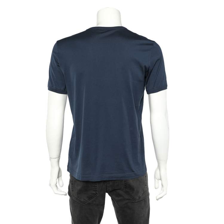 Pre Owned Dolce & Gabbana Blue Crown Embroidered Cotton Crewneck T-Shirt L