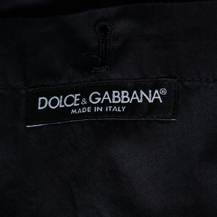 Pre Owned Dolce & Gabbana Navy Blue & Brown Printed Cotton Waistcoat L