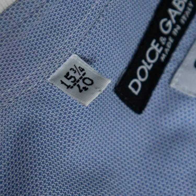 Pre Owned Dolce & Gabbana Blue Cotton & Rib Knit Trimmed Button Front Gold Label Shirt M