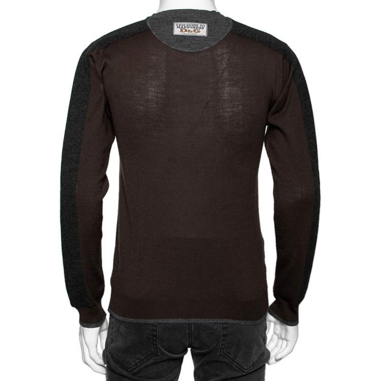 مملوكة مسبقًا Dolce & Gabbana Brown Wool Knit Long Sleeve Sweater S