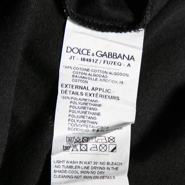 Pre Owned Dolce & Gabbana Exclusive Black Cotton Logo Appliqued T-Shirt S