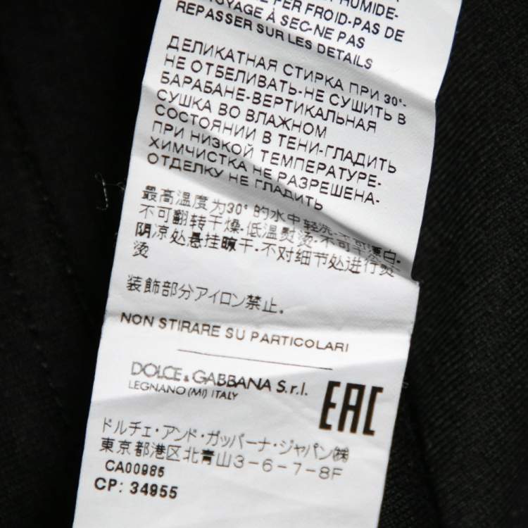 Pre Owned Dolce & Gabbana Exclusive Black Cotton Logo Appliqued T-Shirt S