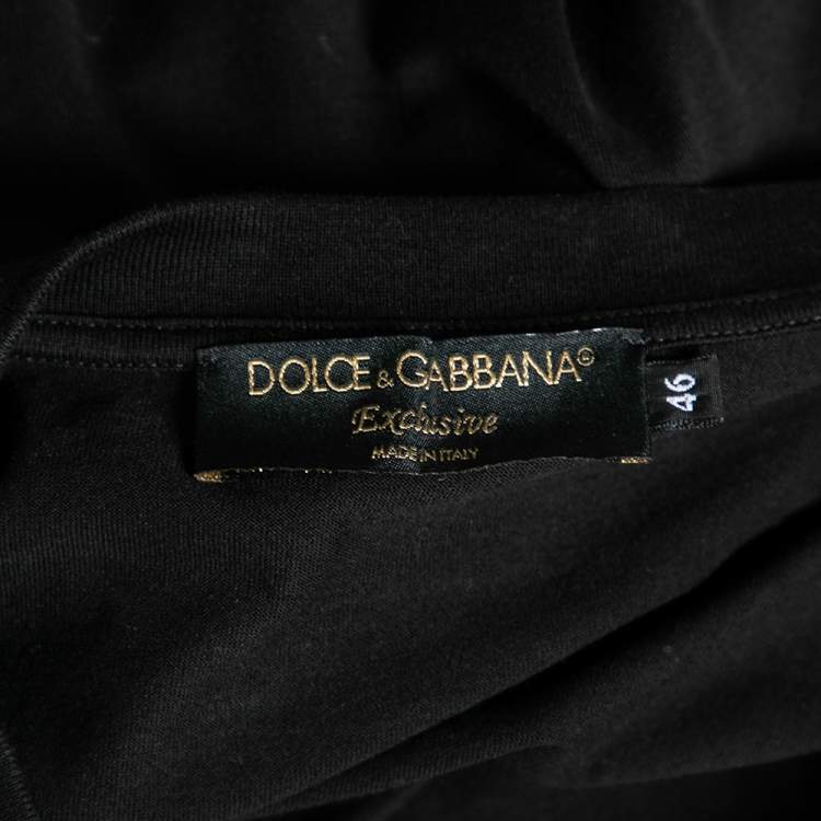 Pre Owned Dolce & Gabbana Exclusive Black Cotton Logo Appliqued T-Shirt S