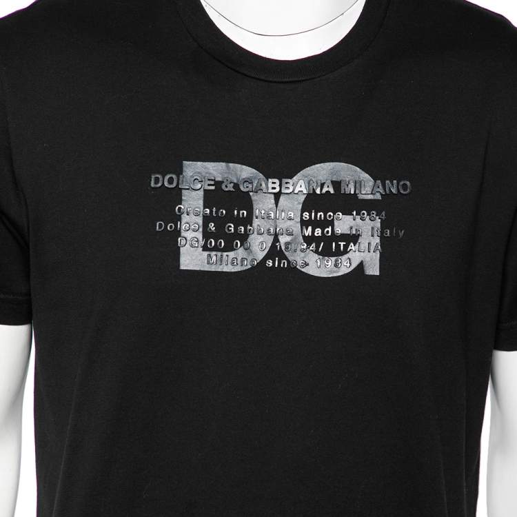 Pre Owned Dolce & Gabbana Exclusive Black Cotton Logo Appliqued T-Shirt S