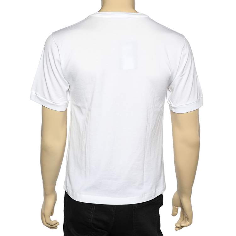 Pre Owned Dolce & Gabbana White Logo Heart Printed Cotton T-Shirt S