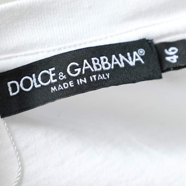 Pre Owned Dolce & Gabbana White Logo Heart Printed Cotton T-Shirt S