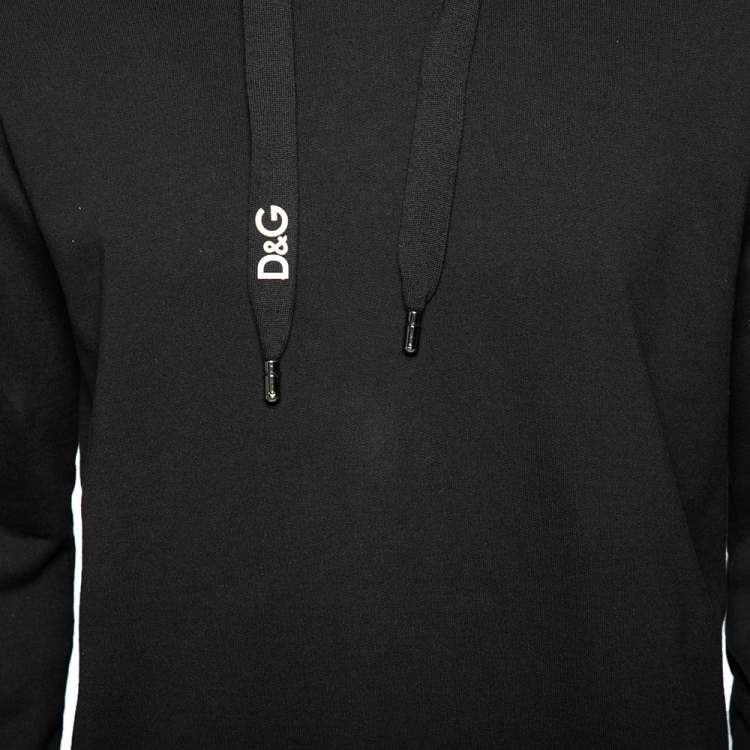 Pre Owned Dolce & Gabbana Black DG Love Printed Cotton Hoodie L 
