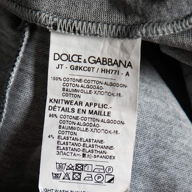 Pre Owned Dolce & Gabbana Black Printed Cotton Crew Neck T Shirt S