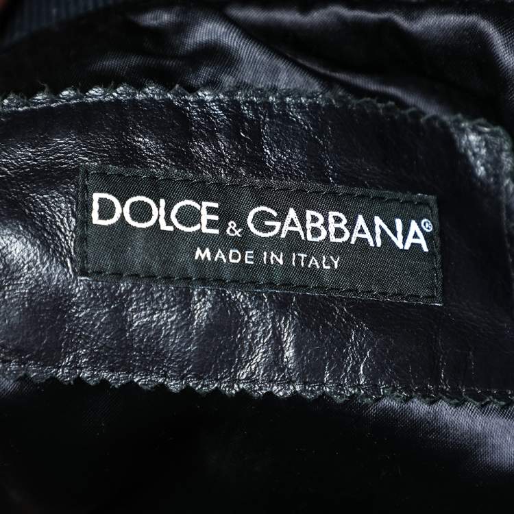 Pre Owned Dolce & Gabbana Black Leather Zip Front Jacket S