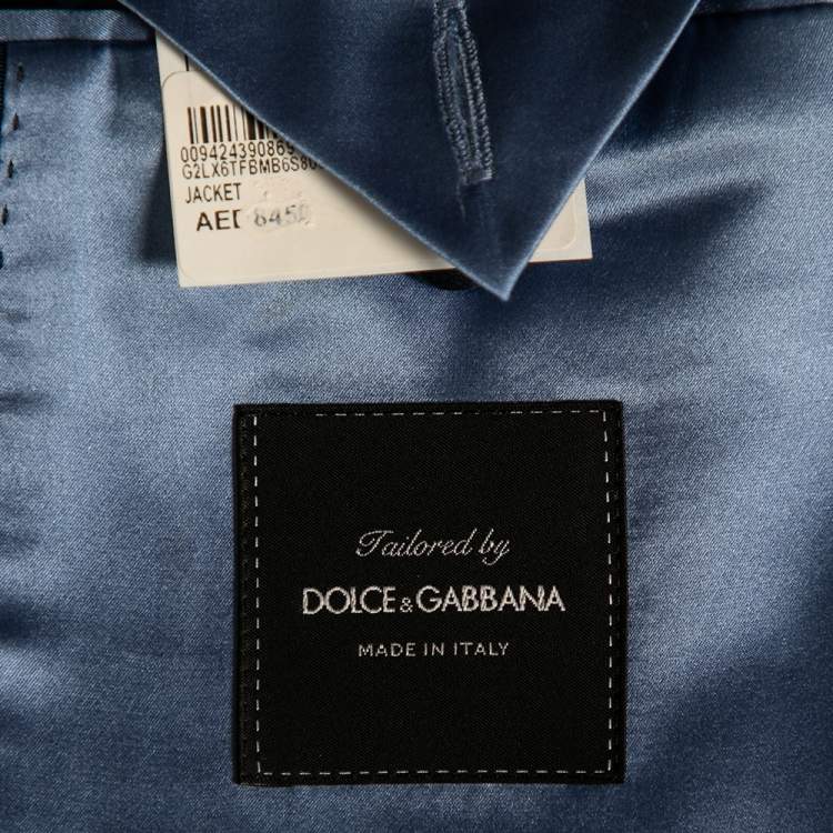 Pre Owned Dolce & Gabbana Blue Stripe Jacquard Silk Single Breasted Blazer L