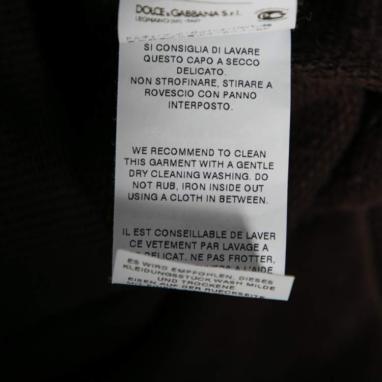Pre Owned Dolce & Gabbana Brown Knit Logo Patch Long Sleeve Sweater XL