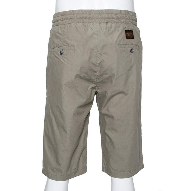 Pre Owned Dolce & Gabbana Olive Green Cotton Elasticized Waist Bermuda Shorts M