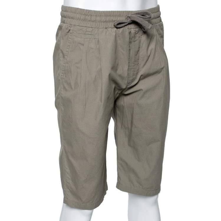 Pre Owned Dolce & Gabbana Olive Green Cotton Elasticized Waist Bermuda Shorts M
