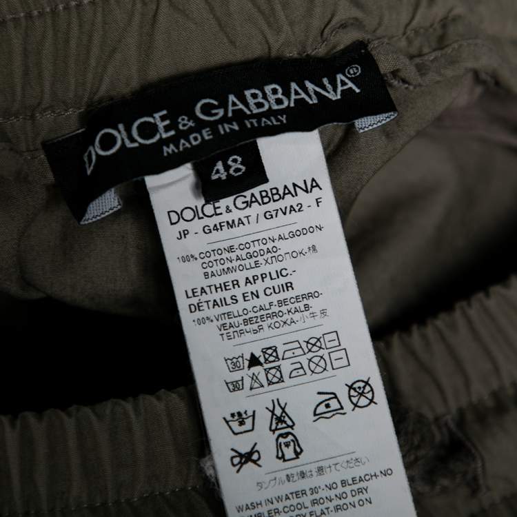 Pre Owned Dolce & Gabbana Olive Green Cotton Elasticized Waist Bermuda Shorts M