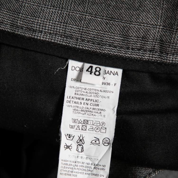 Pre Owned Dolce & Gabbana Grey Cotton & Blue Distressed Denim Paneled Pants M